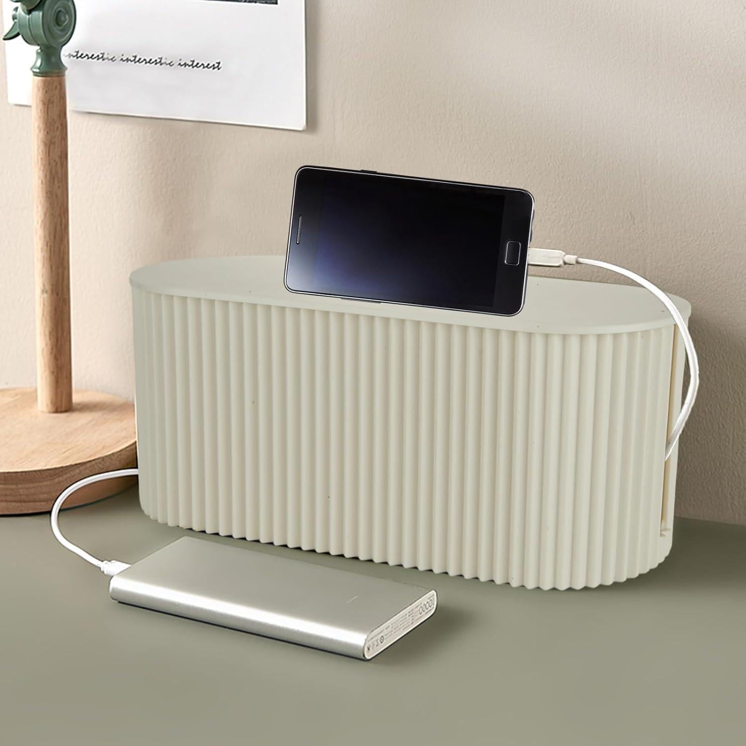 Caja Organizadora de Cables MUXHEL Blanca con 10 Ataduras