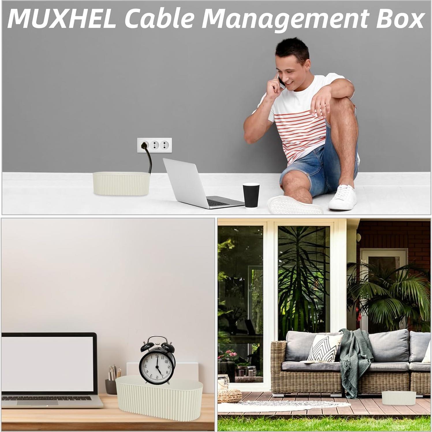 Caja Organizadora de Cables MUXHEL Blanca con 10 Ataduras