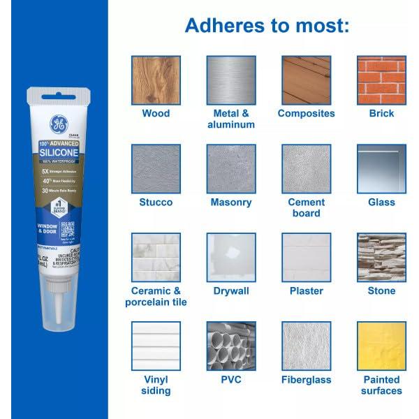 Sellador de Silicona GE Transparente 82.2 ml - 100% Impermeable