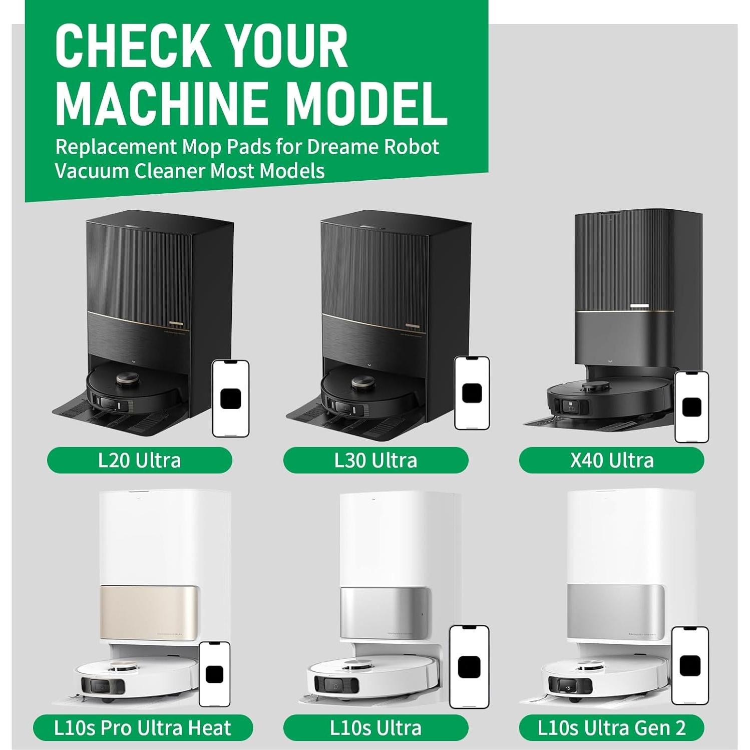 Paquete de 12 almohadillas de microfibra Klypticfit para aspiradora robot Dreame