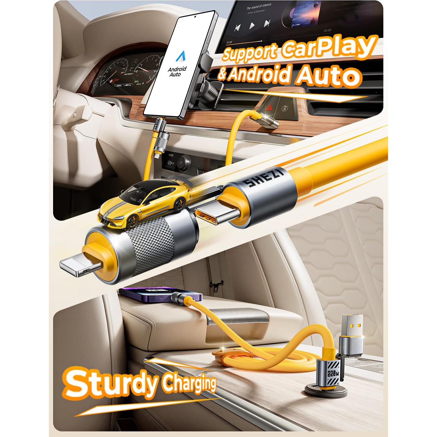 Cable USB C 4 en 1 Jixivor 220W Silicona Carga Rápida 1.52m