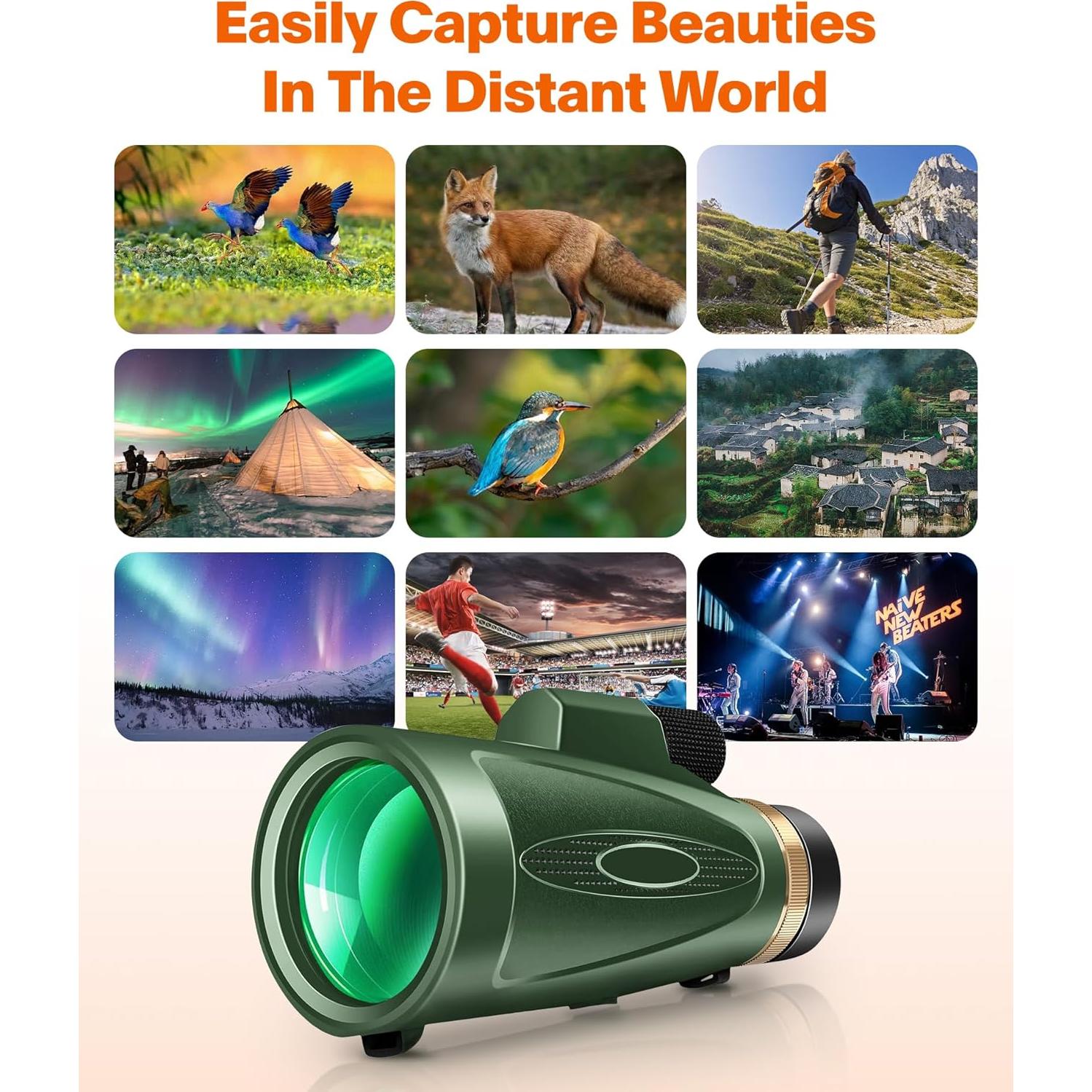 Telescopio Monocular 80x100 ASxmhGo con Trípode y Adaptador