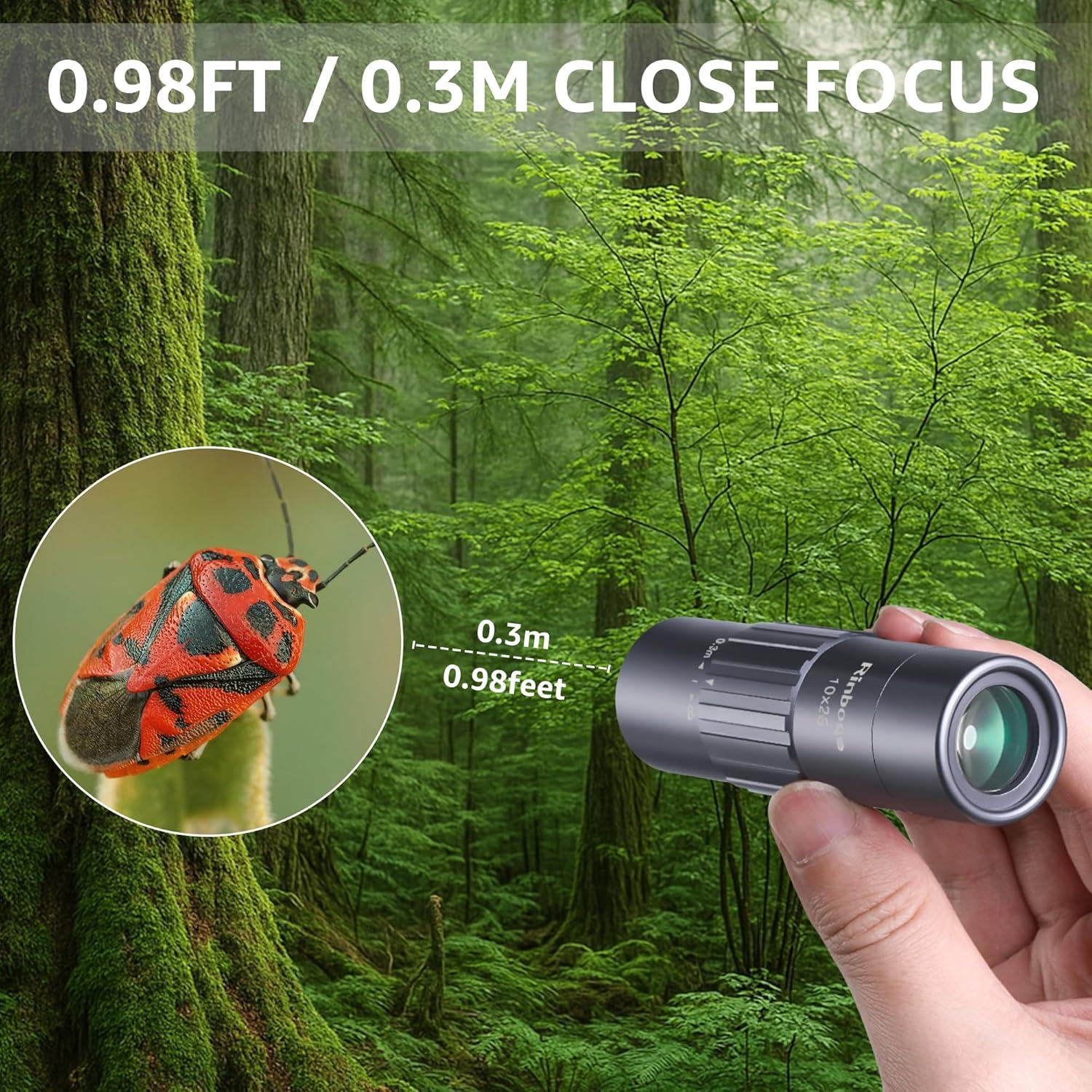 Monocular Compacto Rinboqe 10x25 HD Impermeable 163g