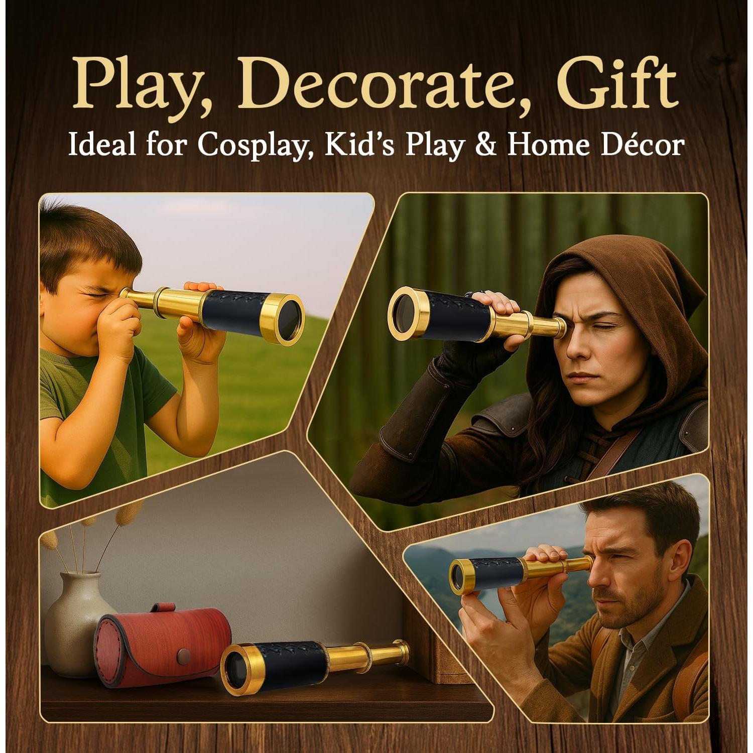 Telescopio de Bronce NauticalMart 15 cm con Funda de Cuero