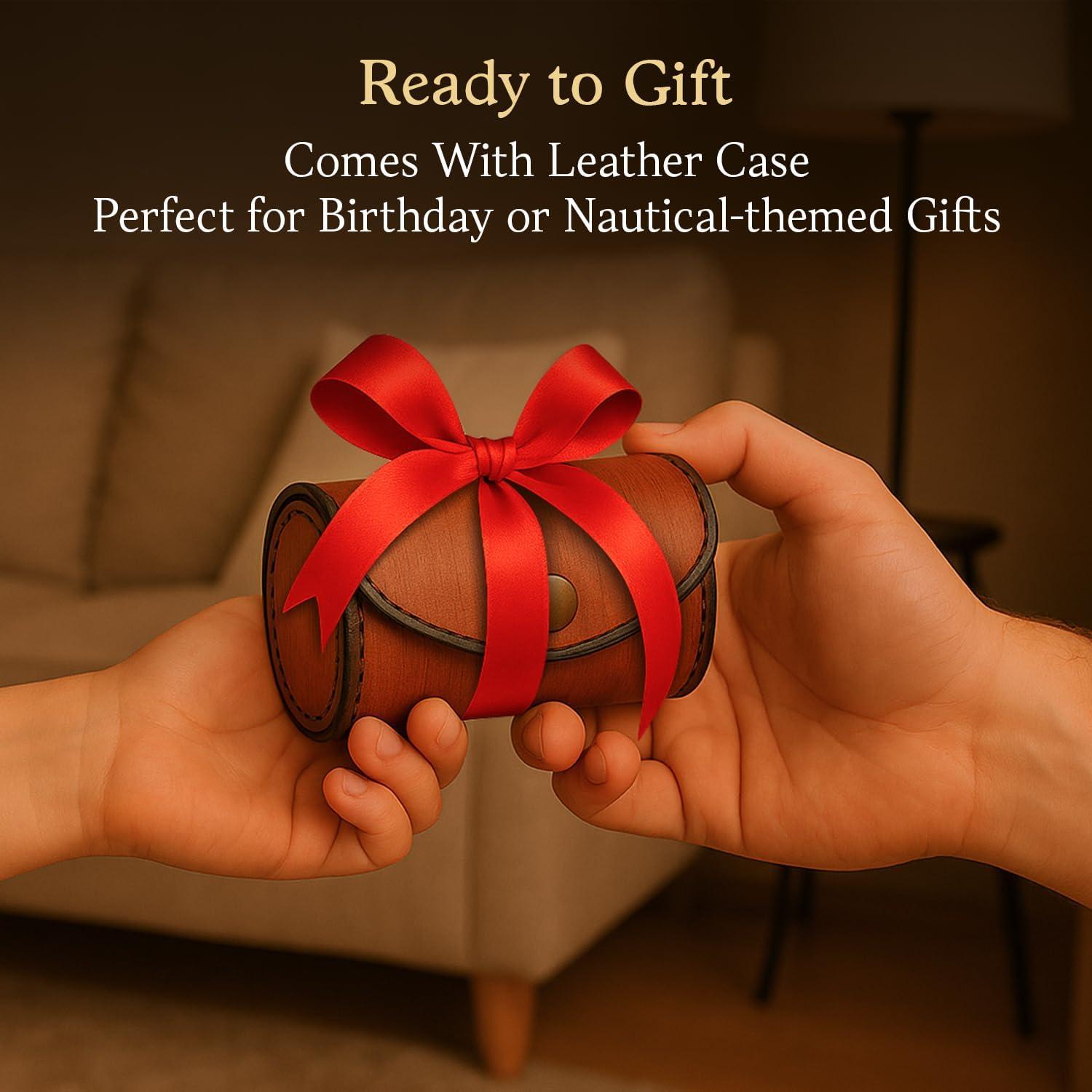 Telescopio de Bronce NauticalMart 15 cm con Funda de Cuero