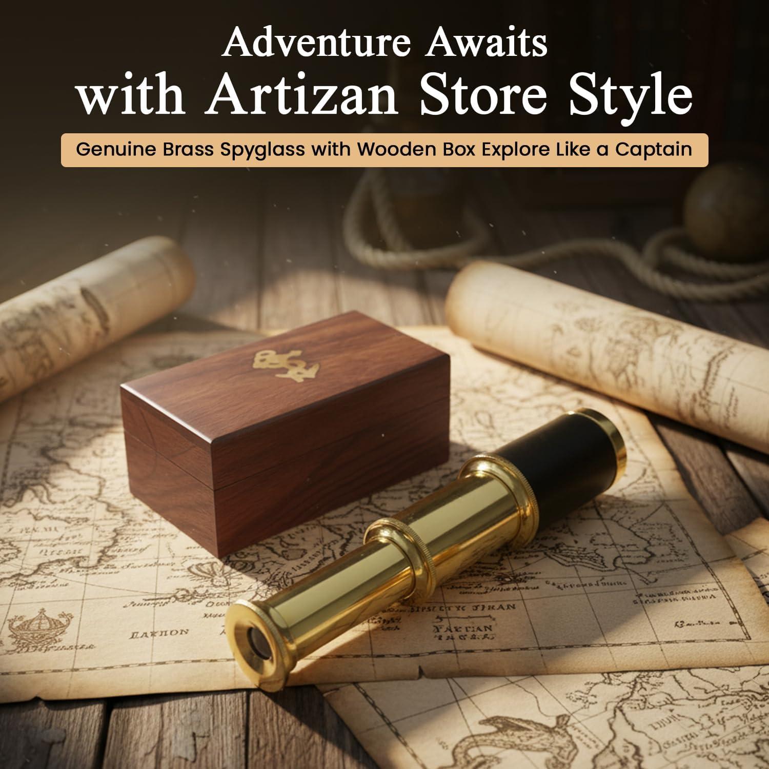 Telescopio de Mano de Latón ARTIZANSTORE 15.24 cm Plegable