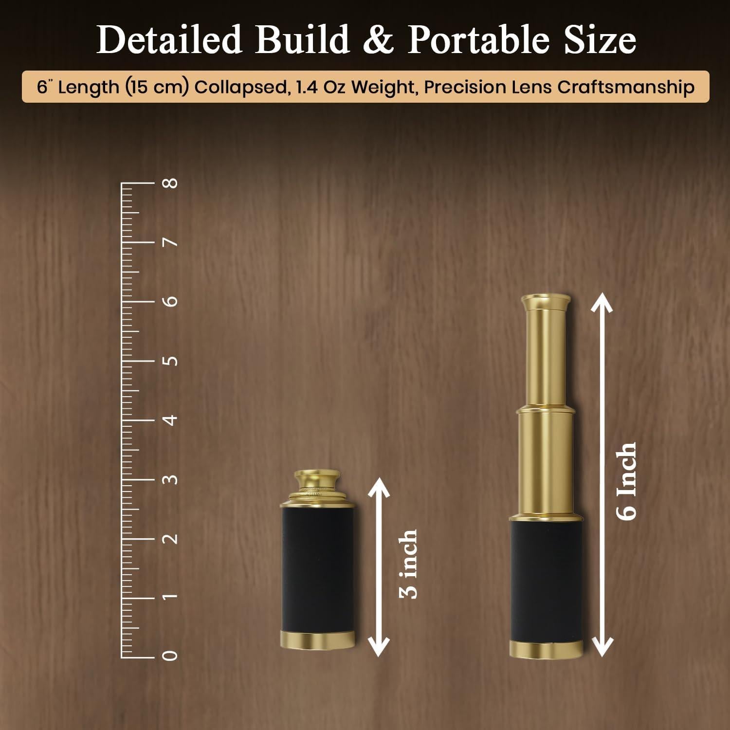 Telescopio de Mano de Latón ARTIZANSTORE 15.24 cm Plegable