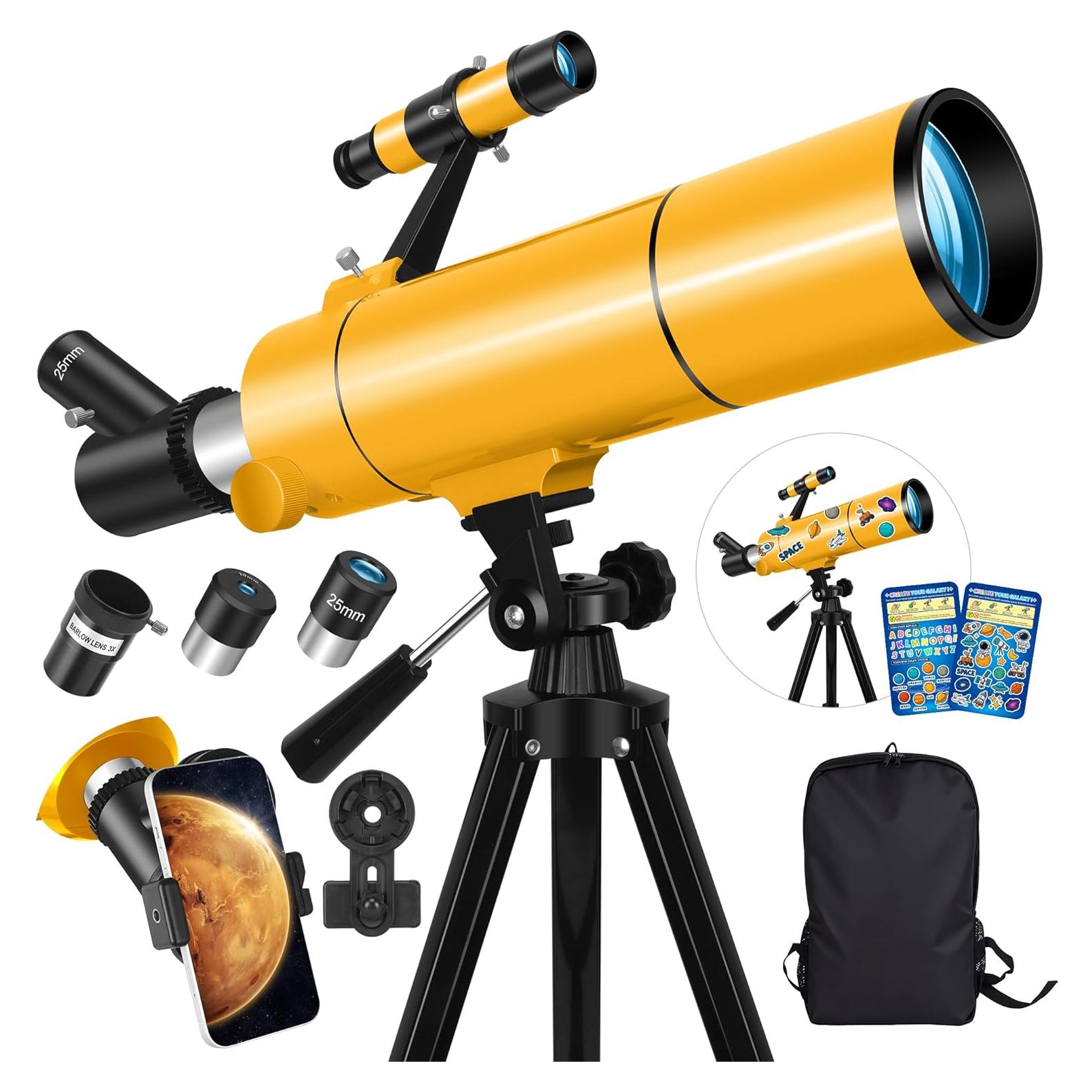 Telescopio Refractor MEEZAA 80mm 500mm para Principiantes