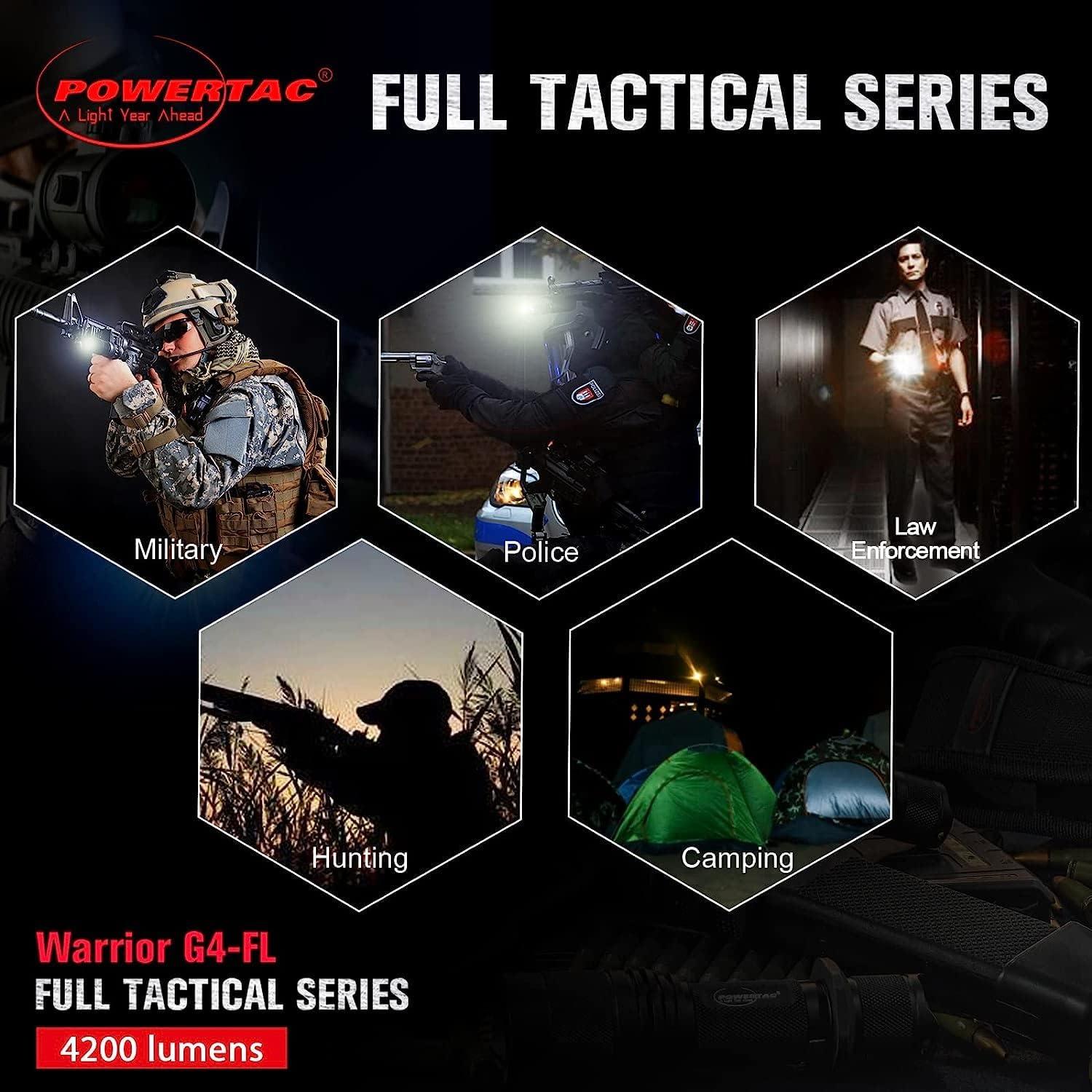 Linterna Táctica Powertac Warrior G4-FL 4200 Lúmenes USB