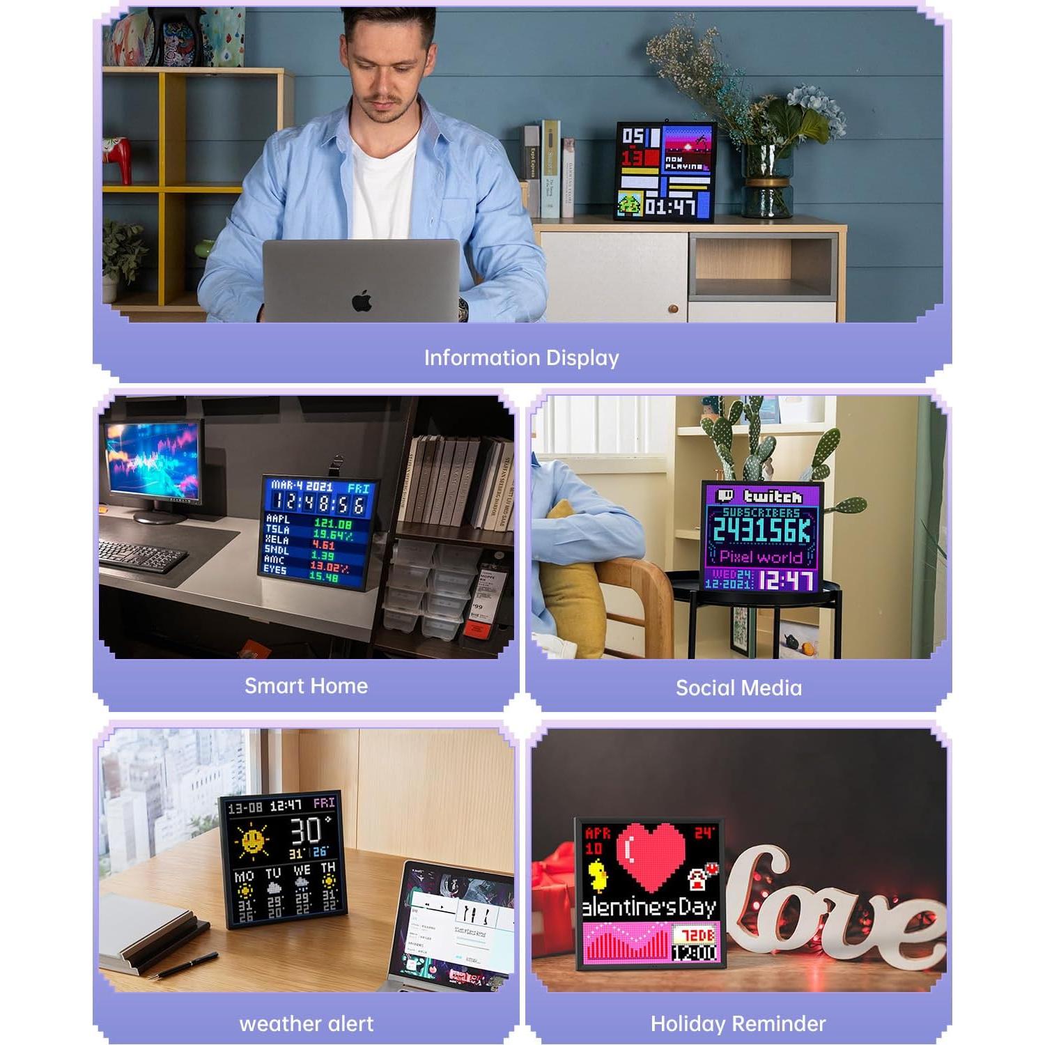 Divoom Pixoo-64 y Times Frame 10.1" Marco Digital WiFi