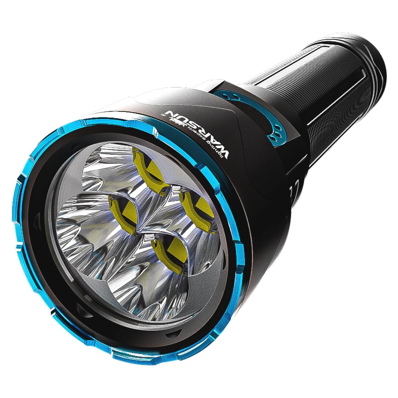 Linterna LED WARSUN W10000 - 10000 Lúmenes, Recargable, Aluminio