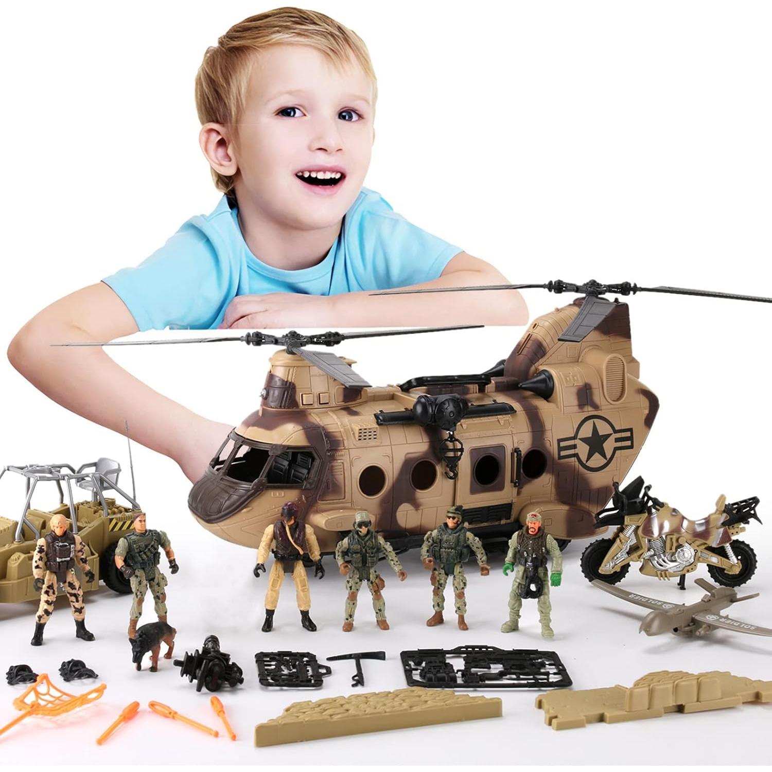 Juego Militar 26 Piezas Helicóptero y Soldados Liberty