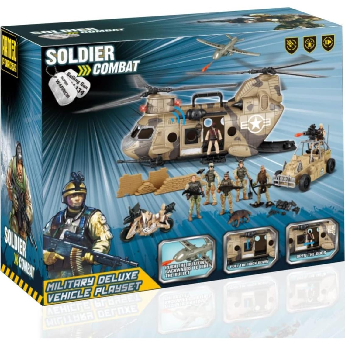 Juego Militar 26 Piezas Helicóptero y Soldados Liberty