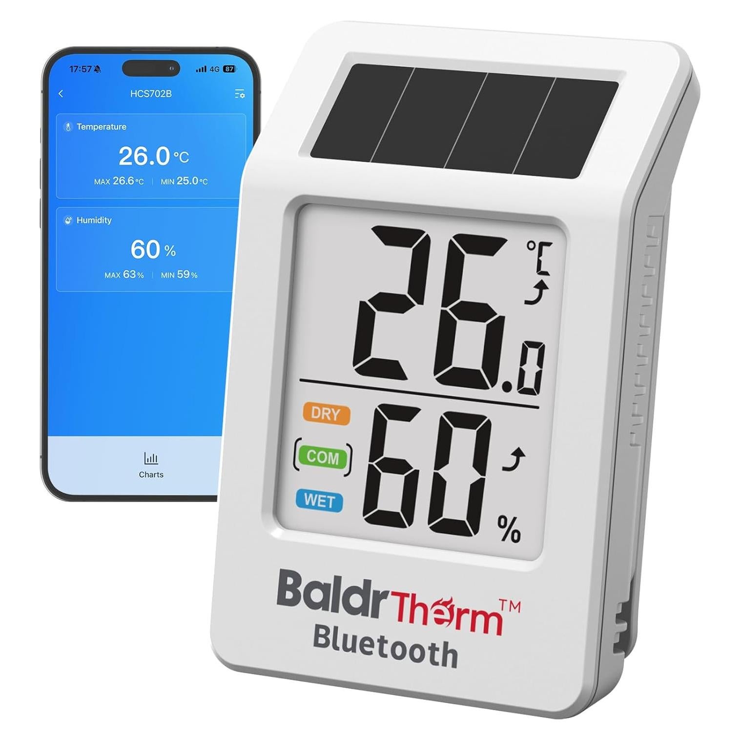 Termómetro Solar Bluetooth BaldrTherm con Monitor de Humedad