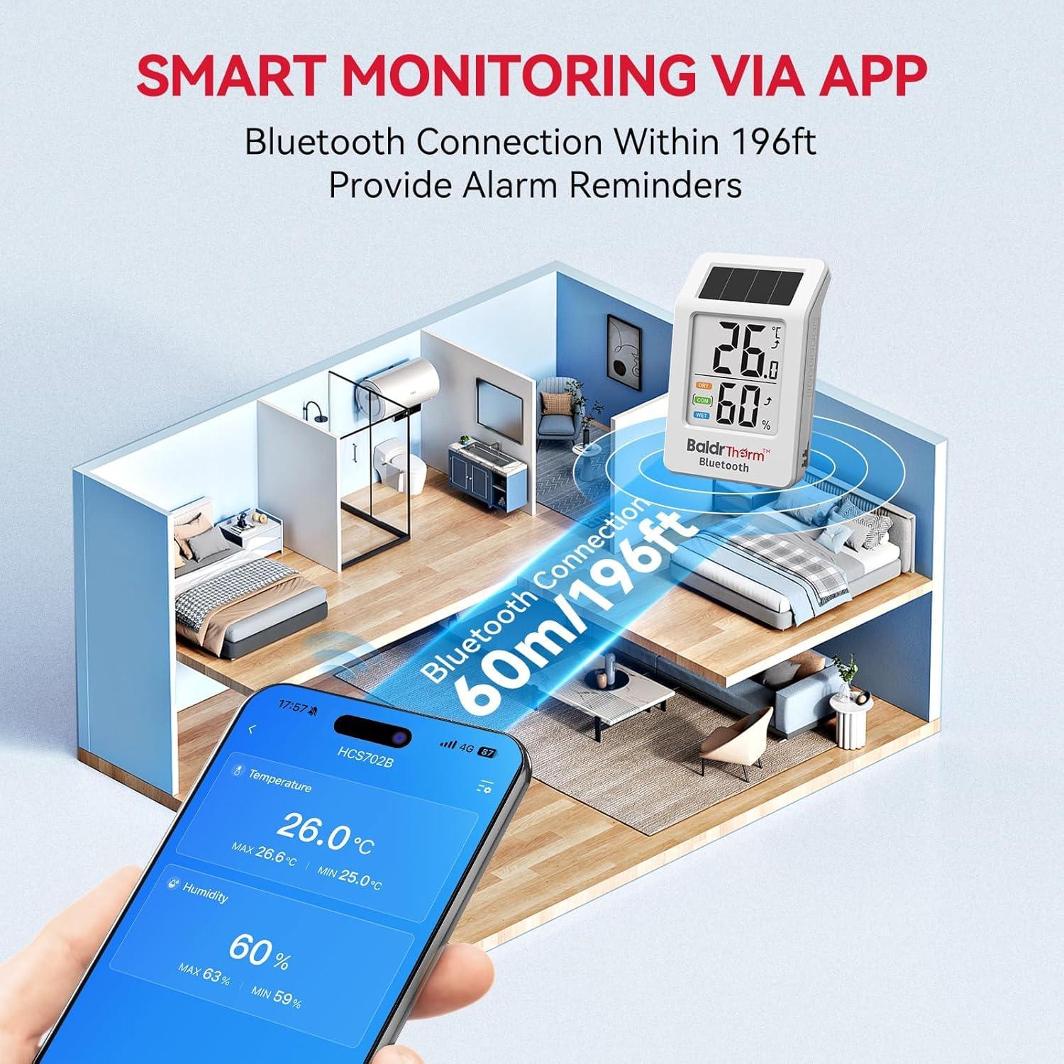 Termómetro Solar Bluetooth BaldrTherm con Monitor de Humedad