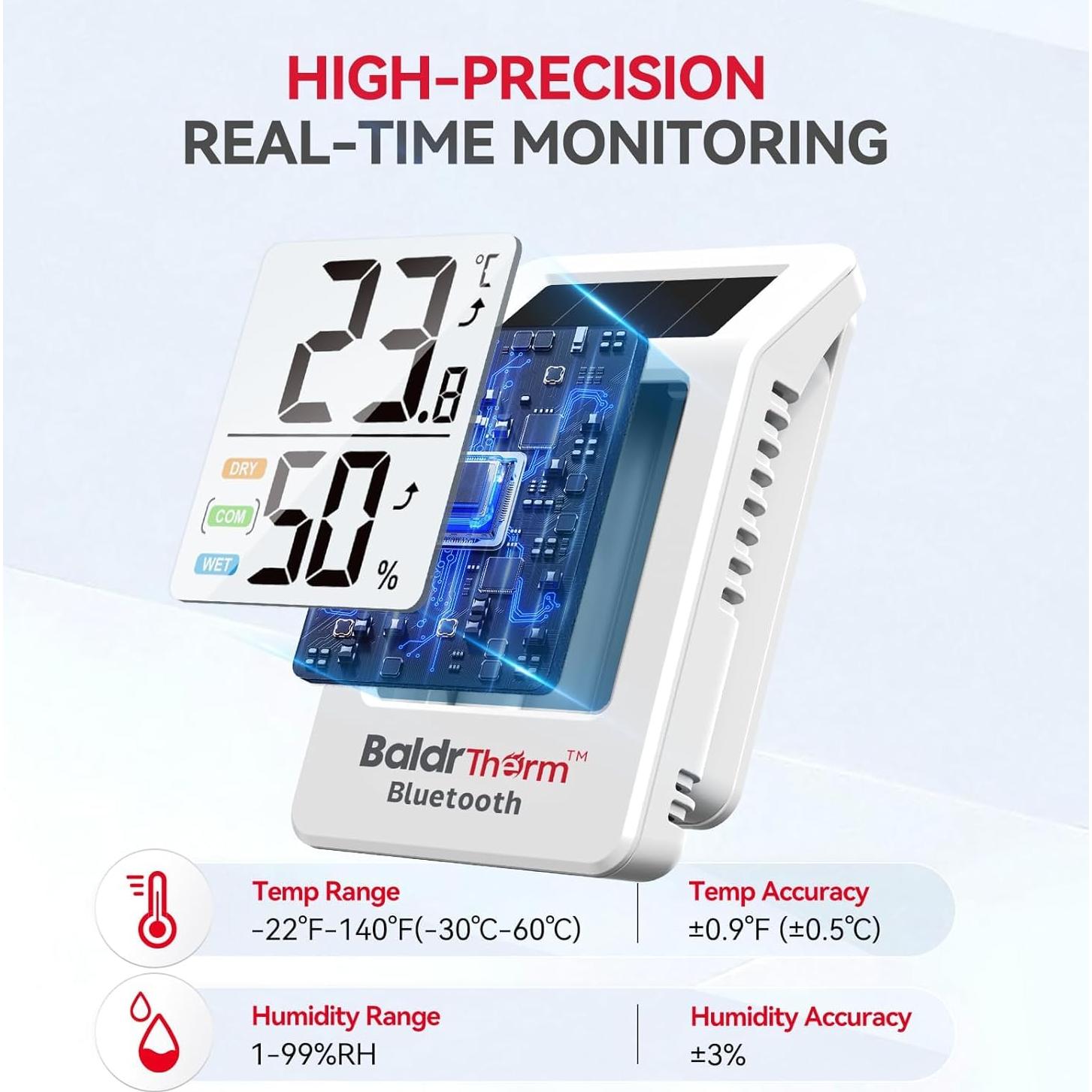 Termómetro Solar Bluetooth BaldrTherm con Monitor de Humedad
