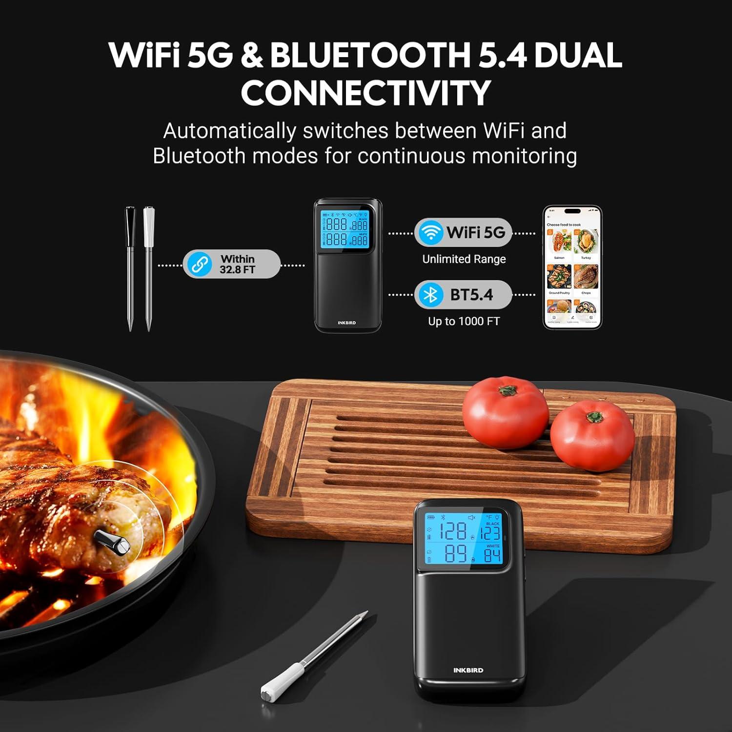 Termómetro de Carne Inkbird Inalámbrico con WiFi y Bluetooth