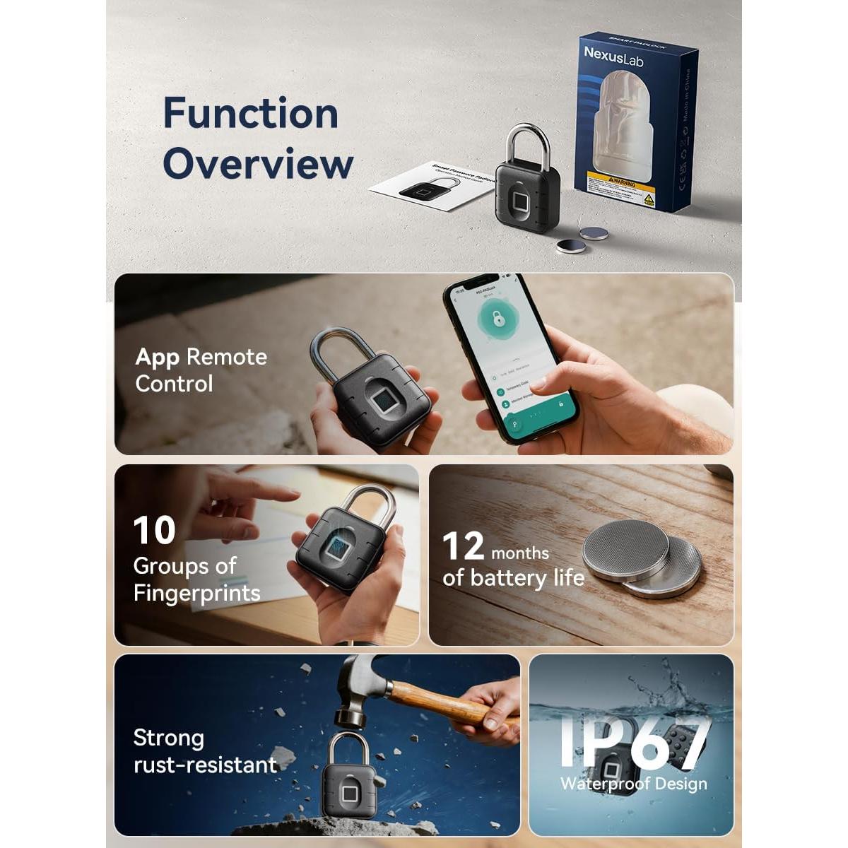 Candado de Huella Dactilar NexusLab LOCK-P80S IP67