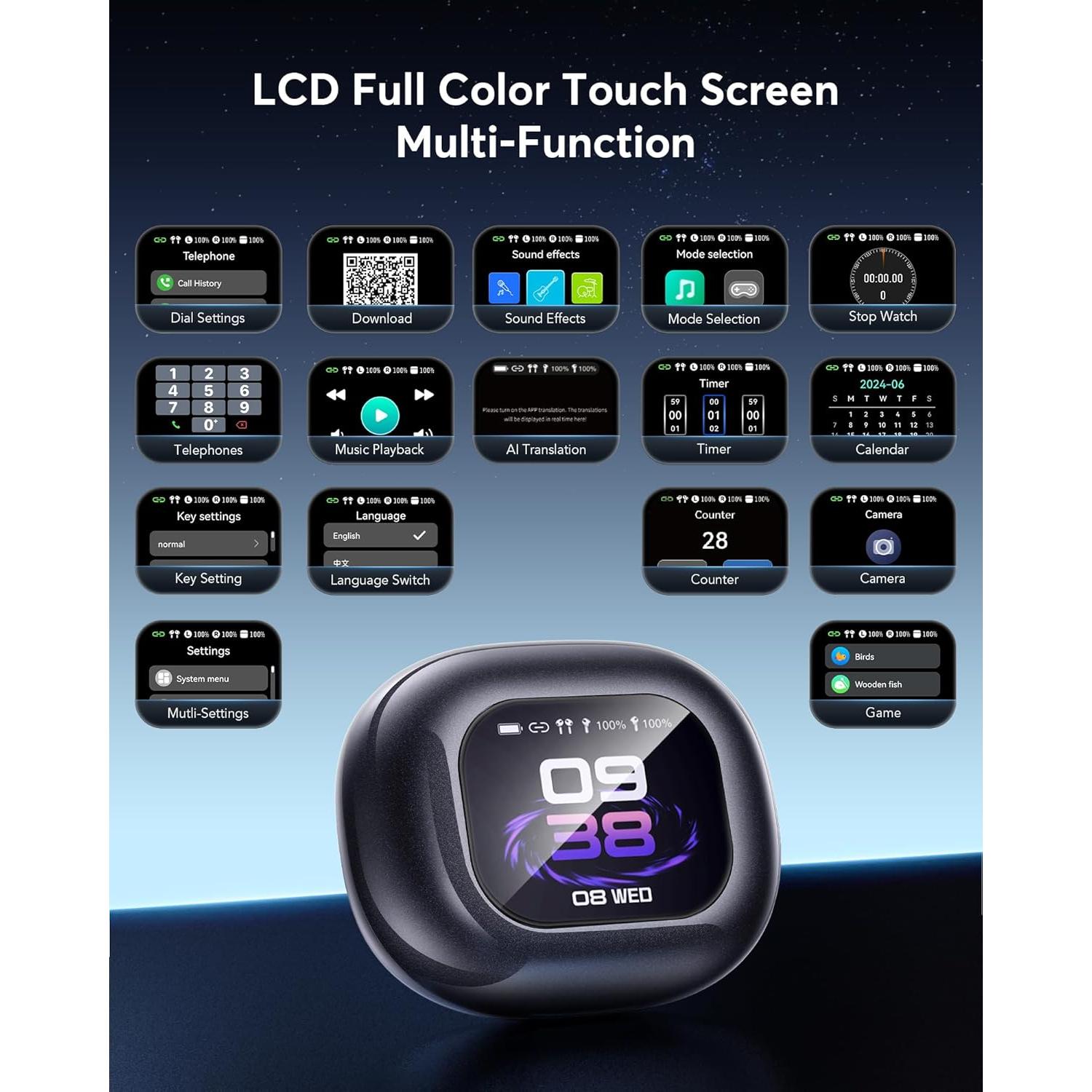 Auriculares Traductores AI EUQQ YYKQ16 PRO H3-AI Bluetooth 5.4