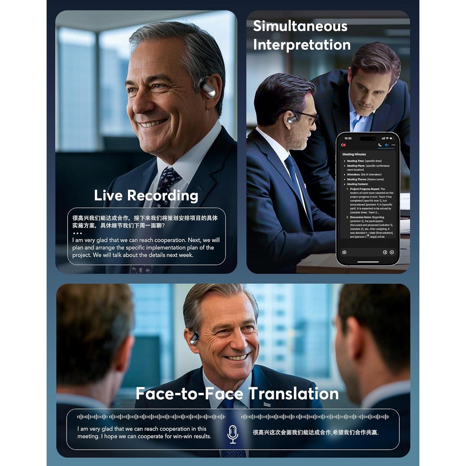 Auriculares Traductores AI Paekole Q16 H3 - 144 Idiomas, Bluetooth