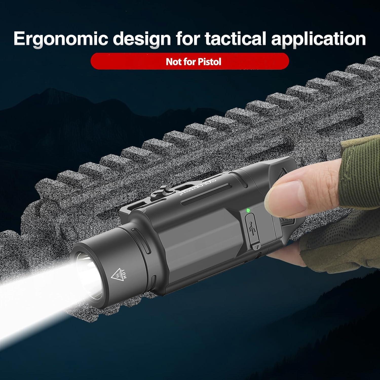 Linterna Táctica Solofish 1500 Lúmenes con Riel Picatinny