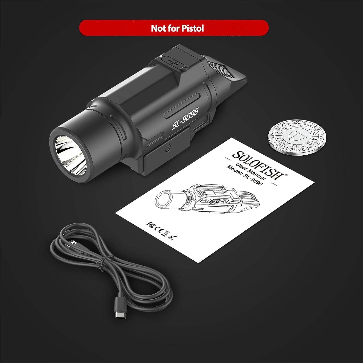 Linterna Táctica Solofish 1500 Lúmenes con Riel Picatinny