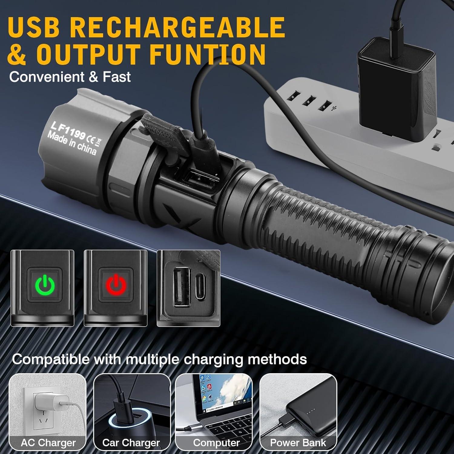 Linterna Táctica G XHP70 6000 Lúmenes Recargable Picatinny