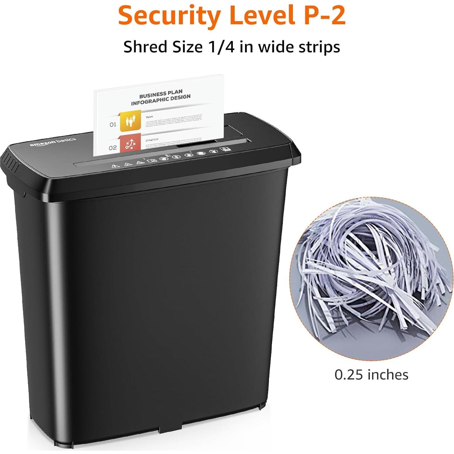 Trituradora de Papel Amazon Basics S120 8 Hojas 12.83L Negro