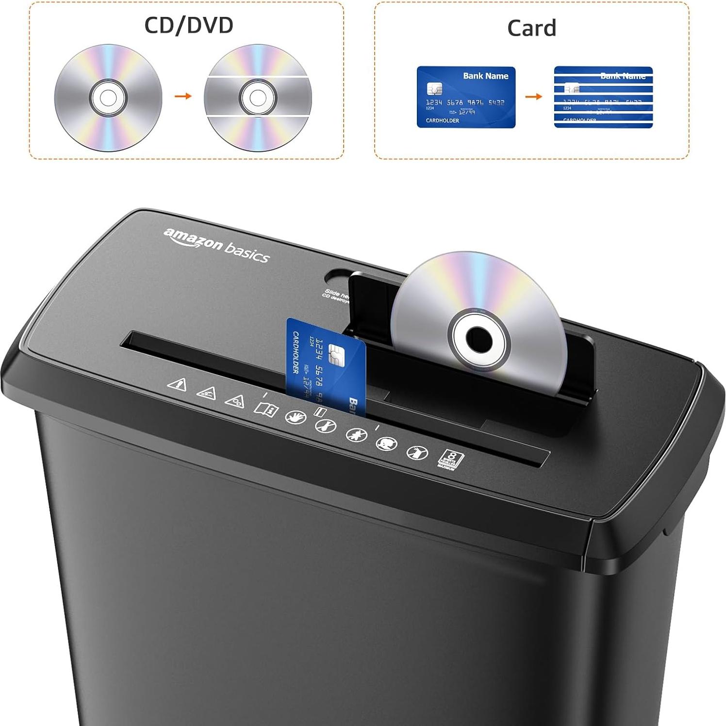 Trituradora de Papel Amazon Basics S120 8 Hojas 12.83L Negro