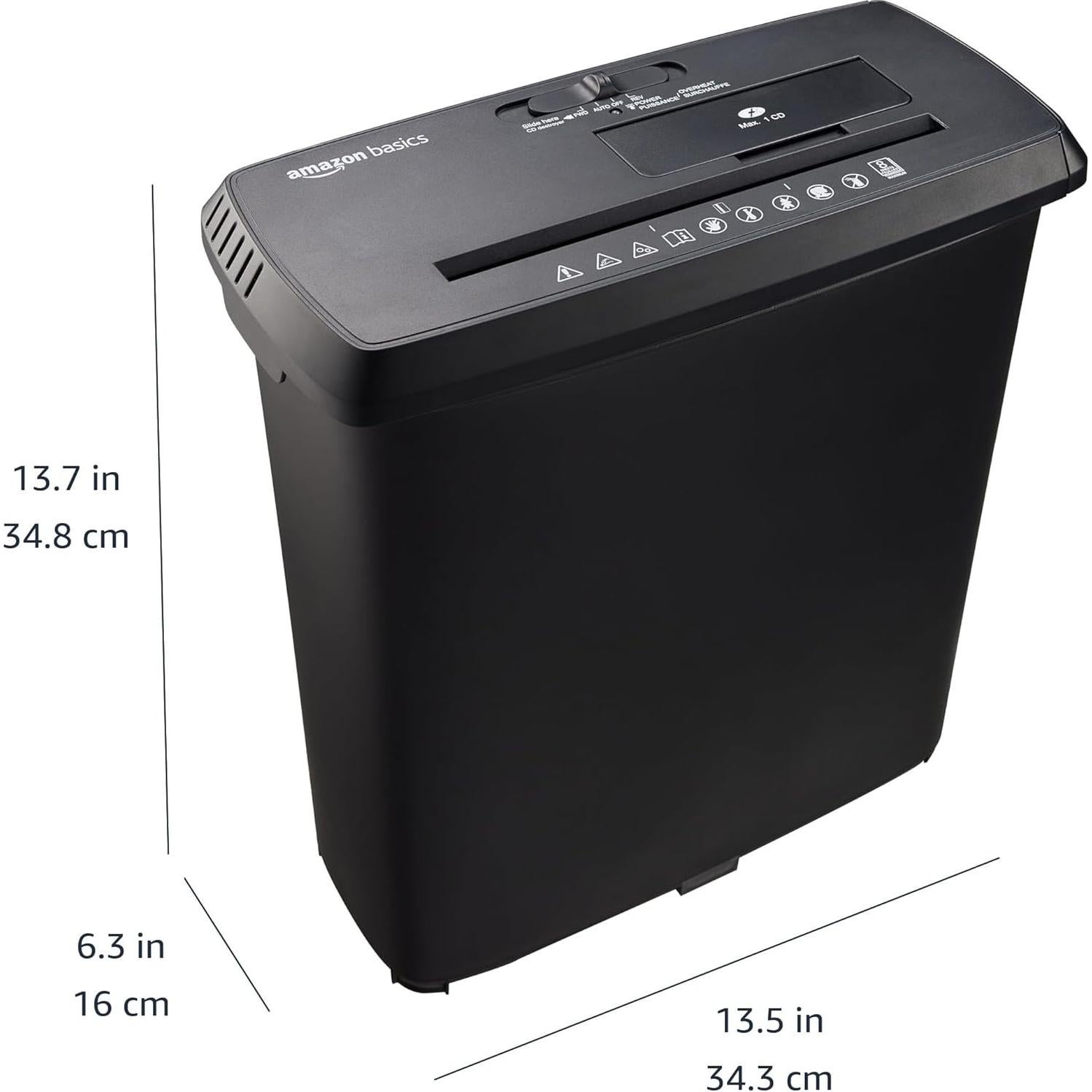 Trituradora de Papel Amazon Basics S120 8 Hojas 12.83L Negro