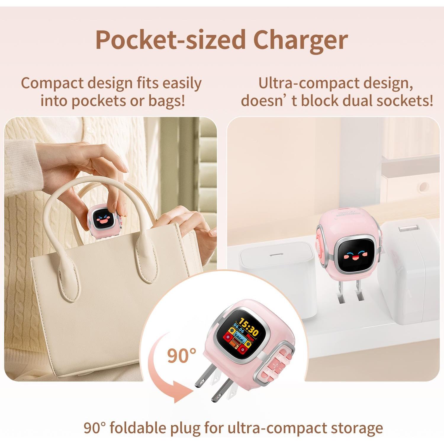 Cargador Divoom Dipow 35W USB-C Rápido GaN Rosa