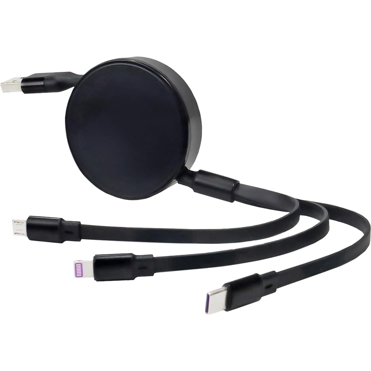 Cable Retráctil BoxWave 100W USB-C y Micro USB para Divoom Pixoo-64