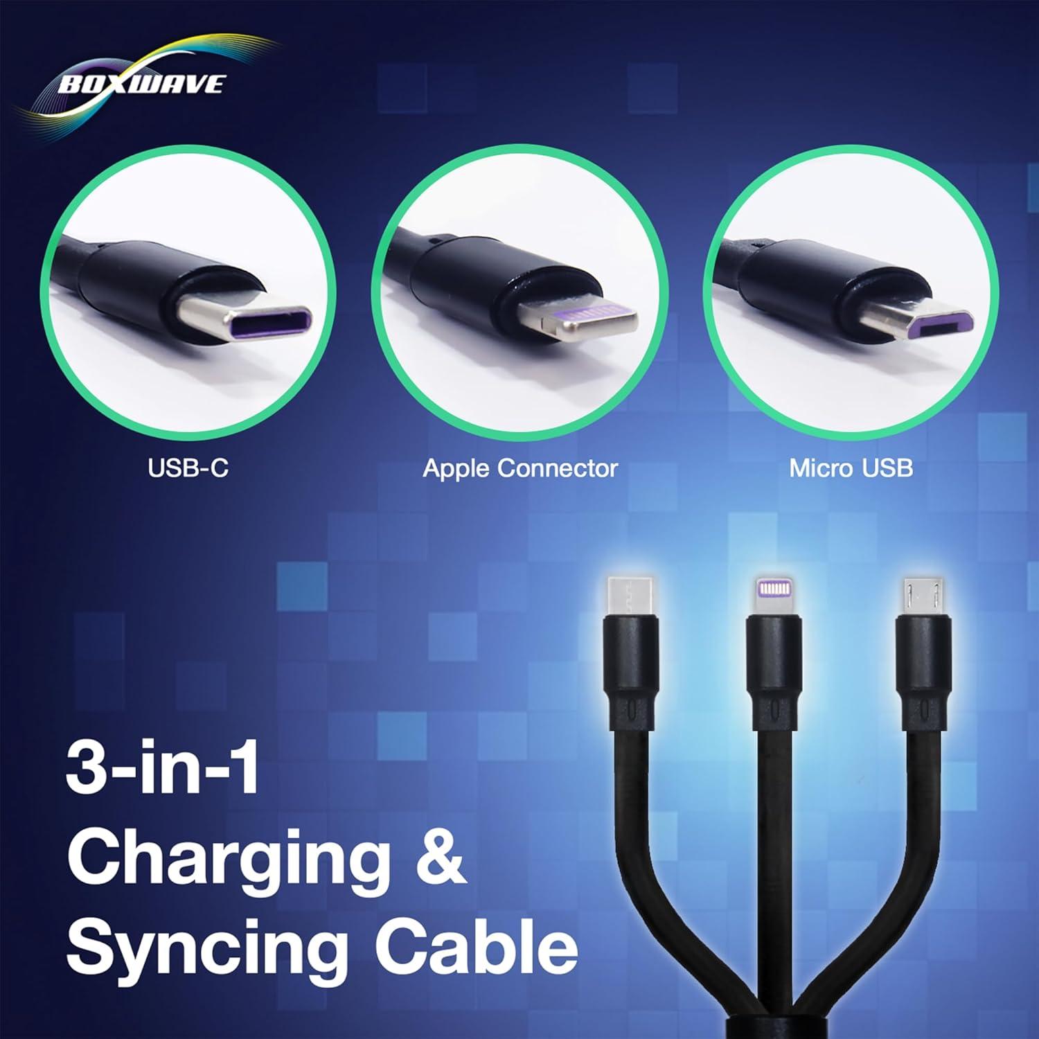 Cable Retráctil BoxWave 100W USB-C y Micro USB para Divoom Pixoo-64