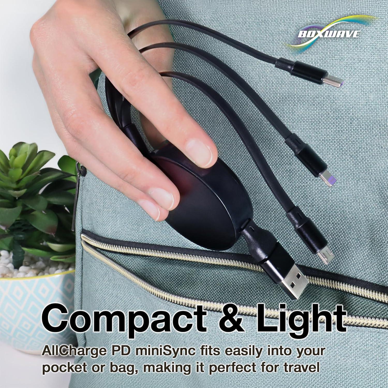 Cable Retráctil BoxWave 100W USB-C y Micro USB para Divoom Pixoo-64