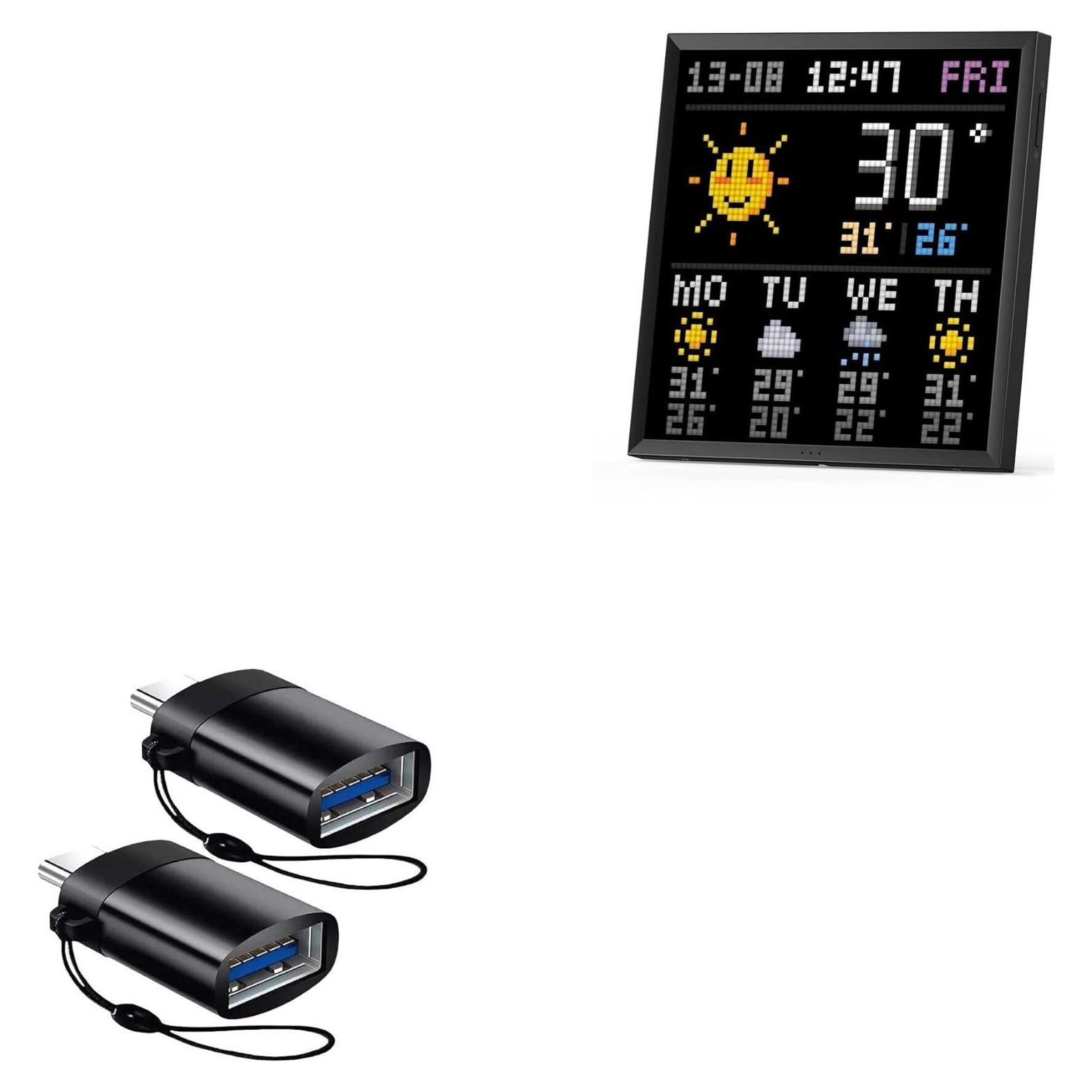 Cable USB-C a A BoxWave PortChanger 2-Pack para Divoom Pixoo-64