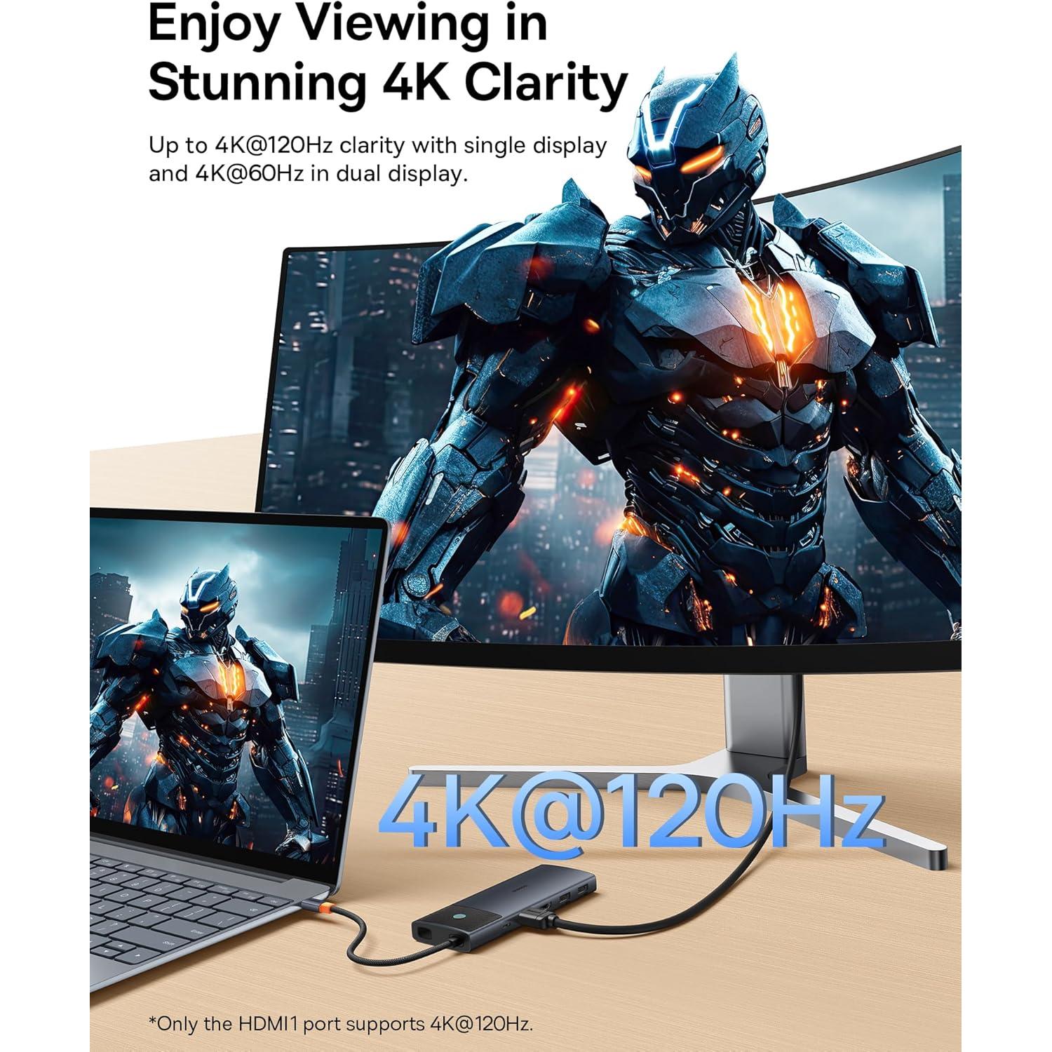 Baseus Estación de Acoplamiento 10 en 1 USB-C 65W 4K