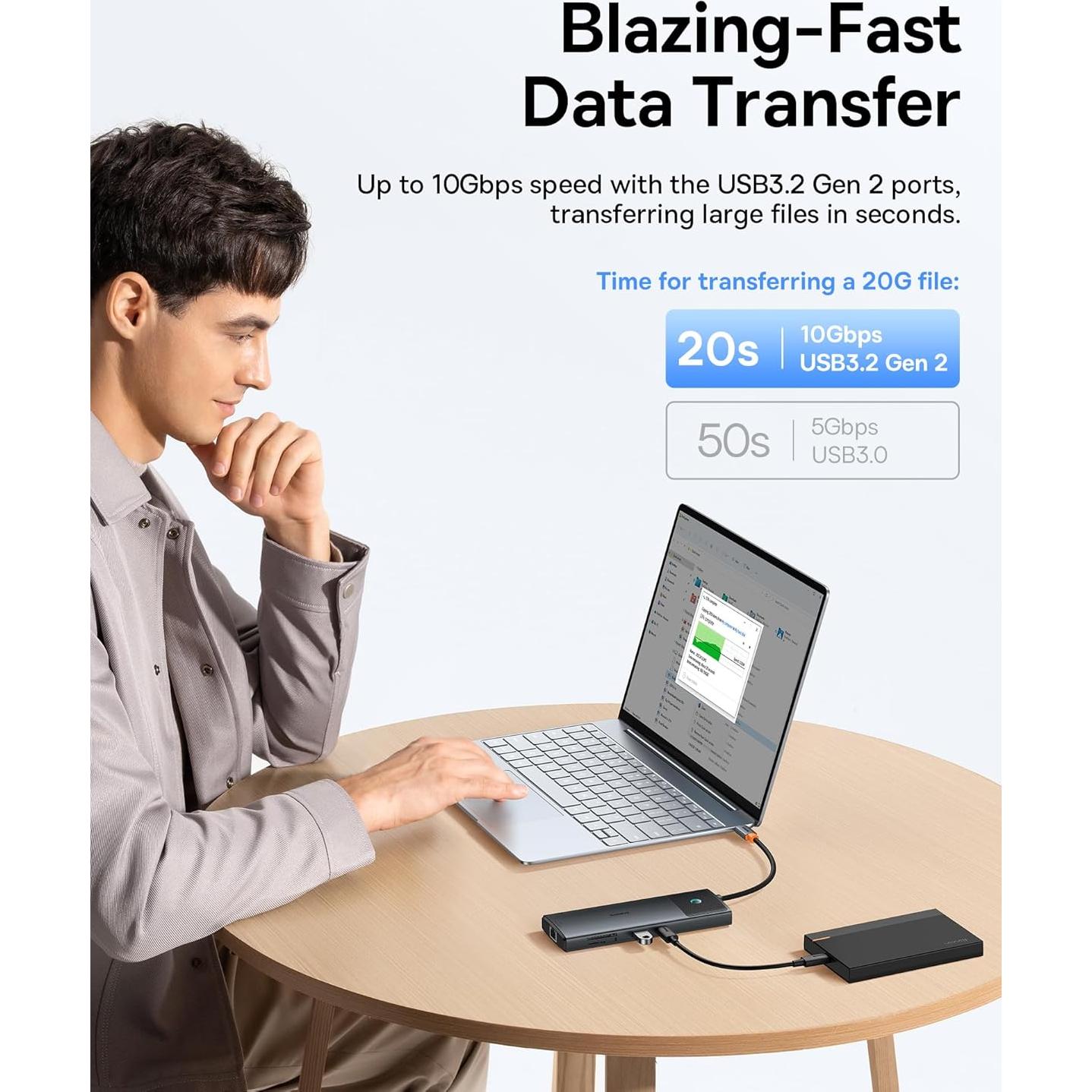 Baseus Estación de Acoplamiento 10 en 1 USB-C 65W 4K