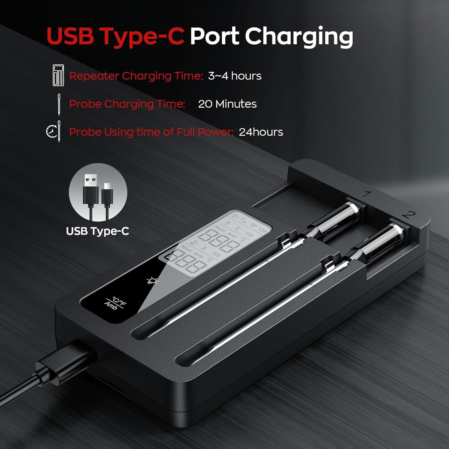 Termómetro de Carne Inalámbrico ROUUO XY-M02-BG con Bluetooth y WiFi