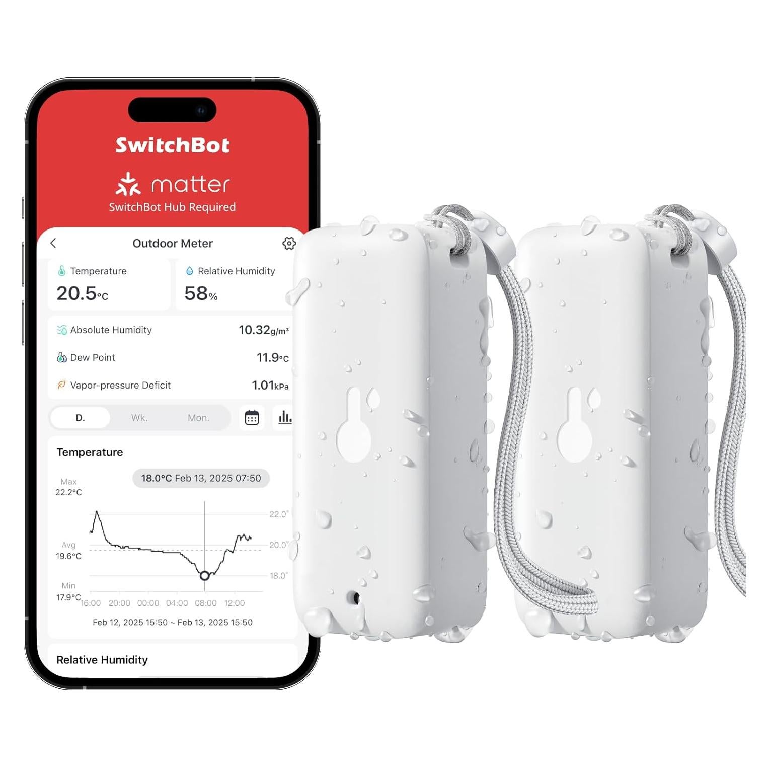 Termómetro Higrómetro Bluetooth SwitchBot IP65 2 Sensores