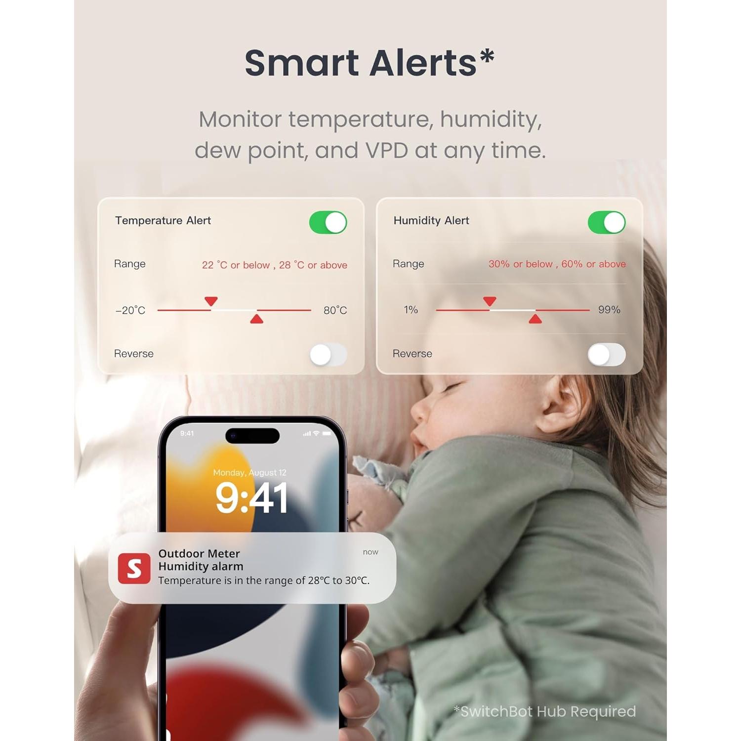 Termómetro Higrómetro Bluetooth SwitchBot IP65 2 Sensores