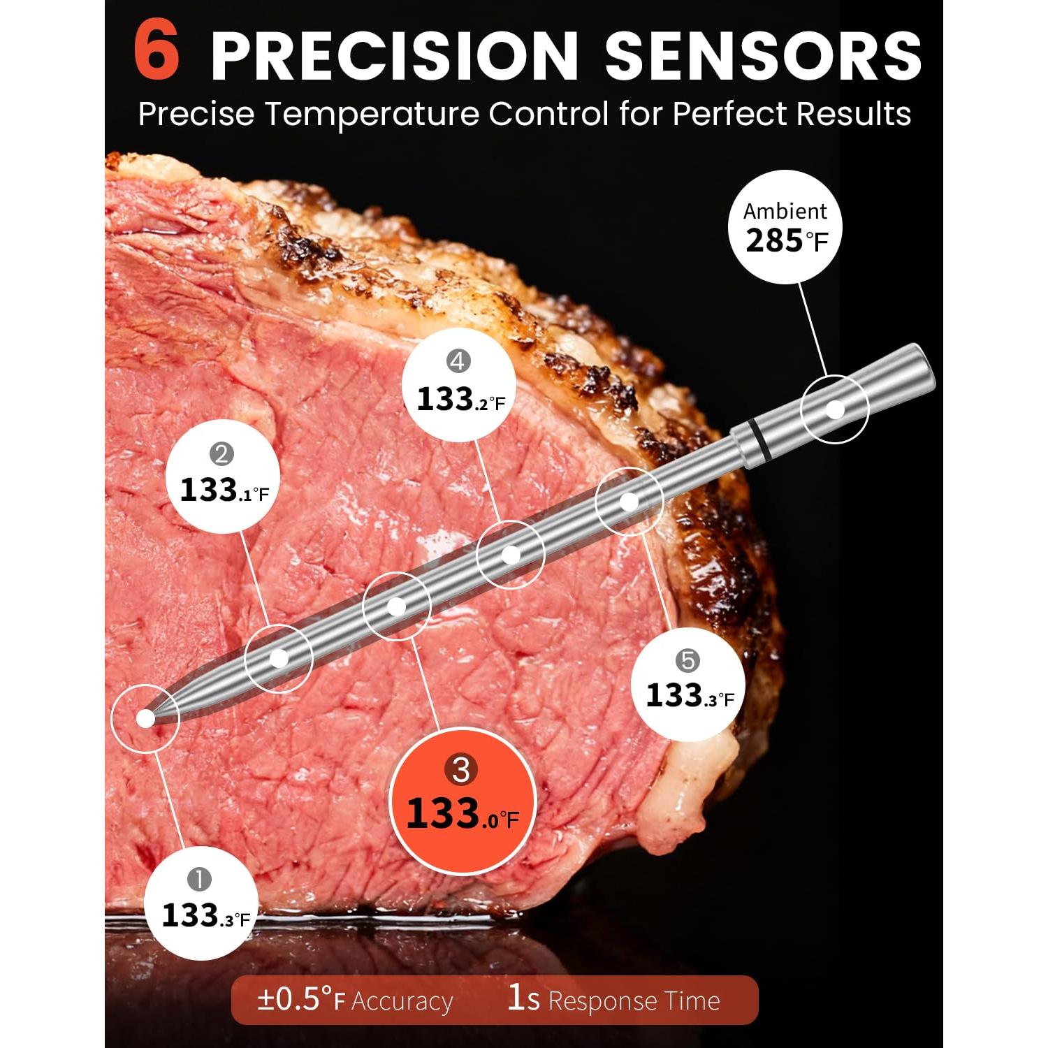 Termómetro de Carne Inalámbrico Miouca con 1 Sonda - Precisión NIST