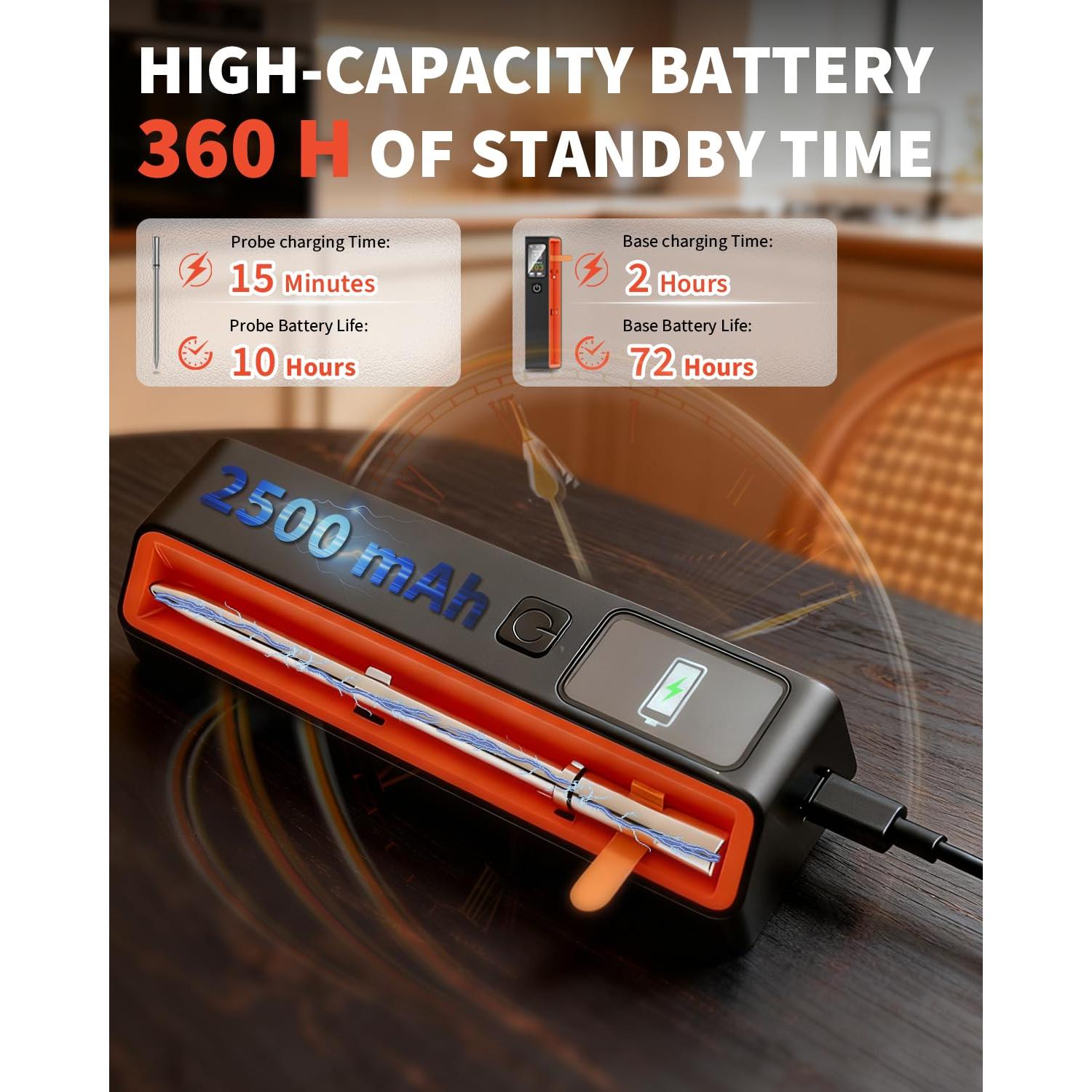 Termómetro de Carne Inalámbrico Miouca con 1 Sonda - Precisión NIST