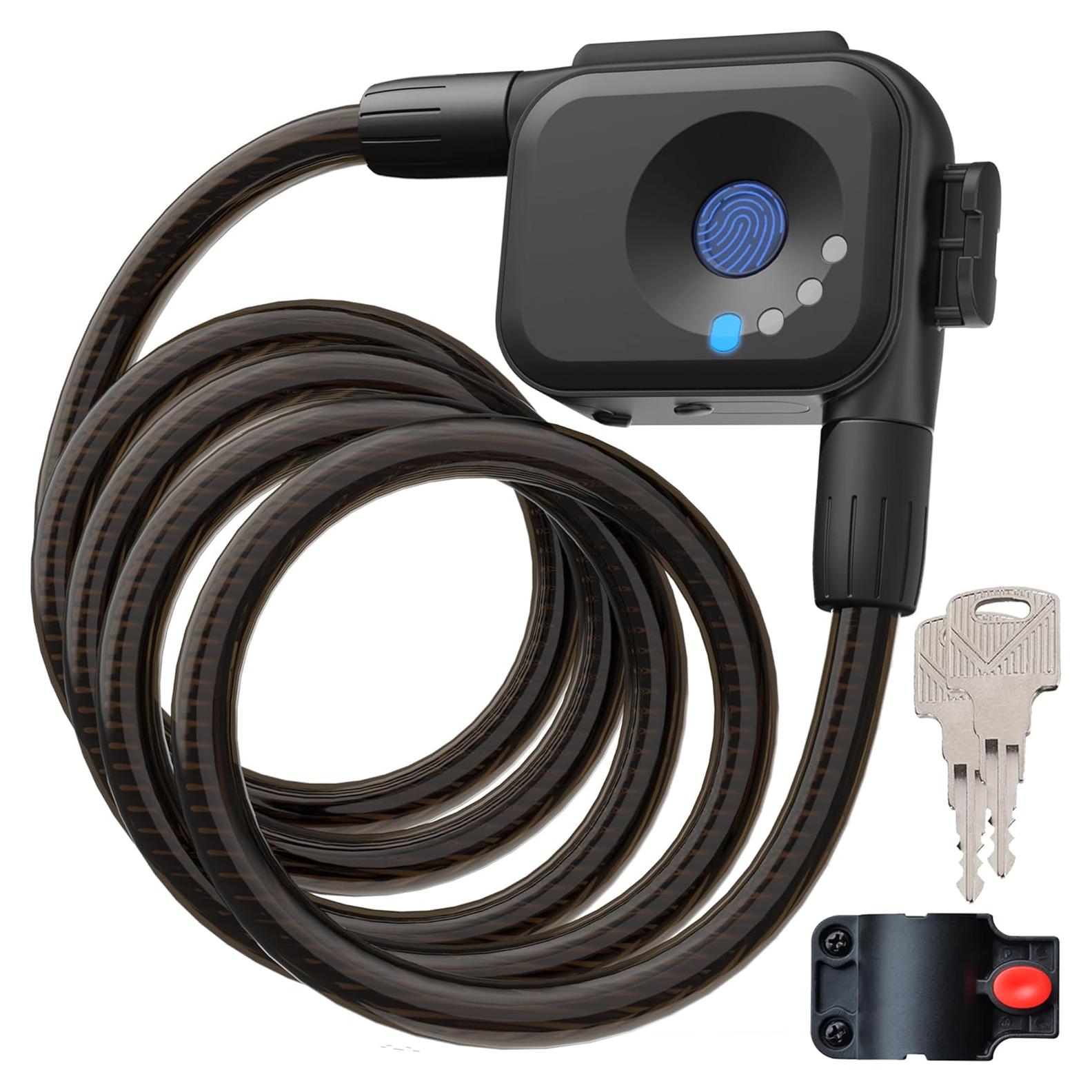 Candado de Bicicleta Biométrico OFASONO BFP0024 Antirrobo 1.5m