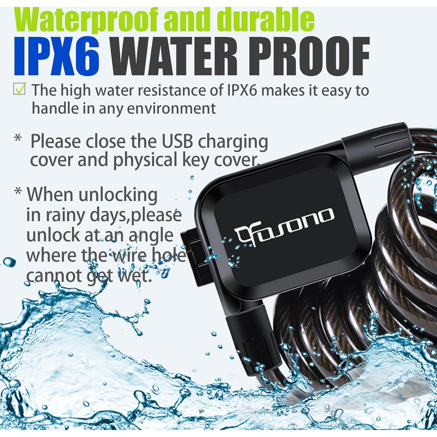 Candado de Bicicleta Biométrico OFASONO BFP0024 Antirrobo 1.5m