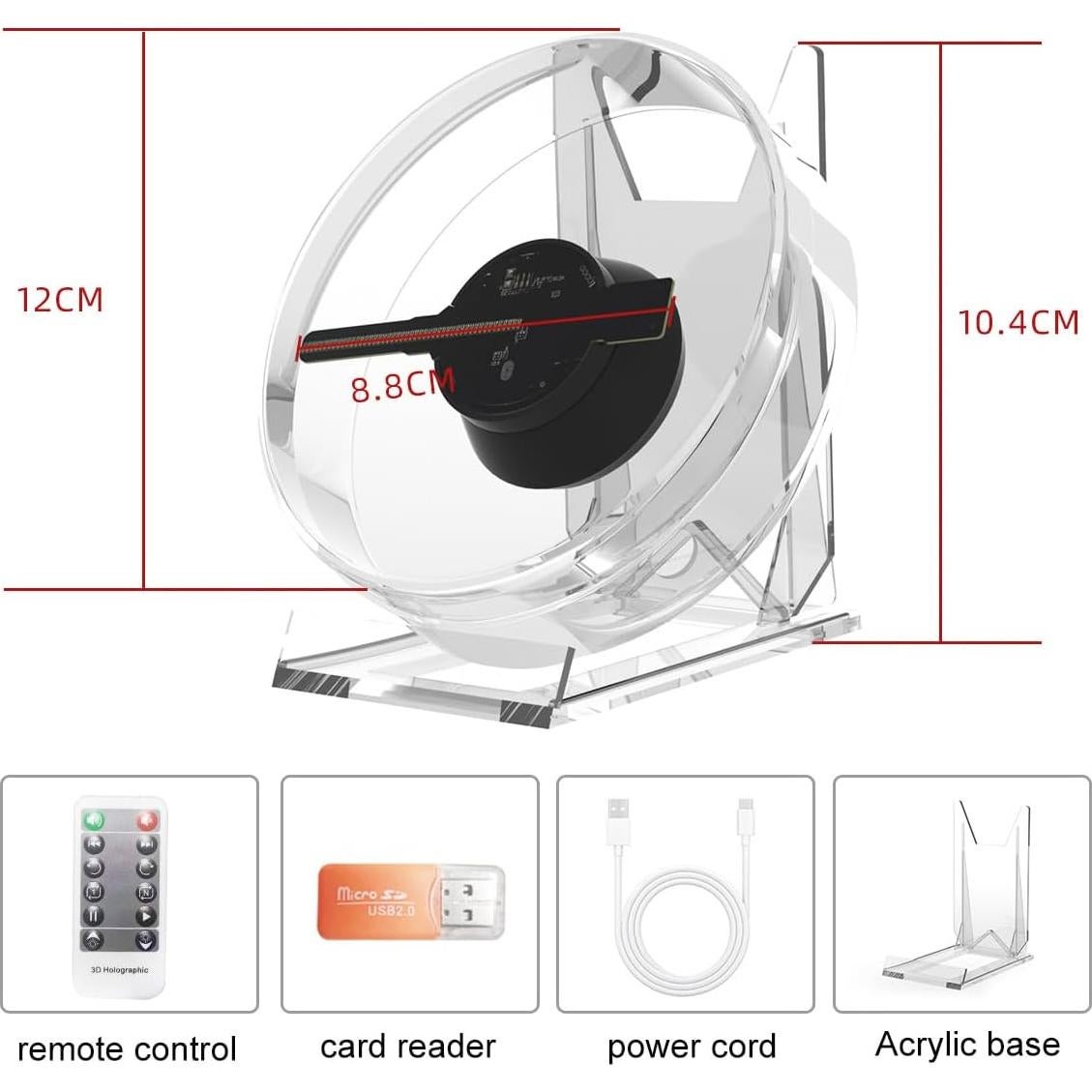 Ventilador Holográfico 3D HAVIsikr 4.7" Portátil con Control Remoto