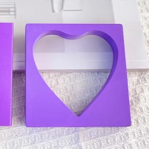 4 Piezas Soporte de Exhibición Flotante Corazón 3D Morado