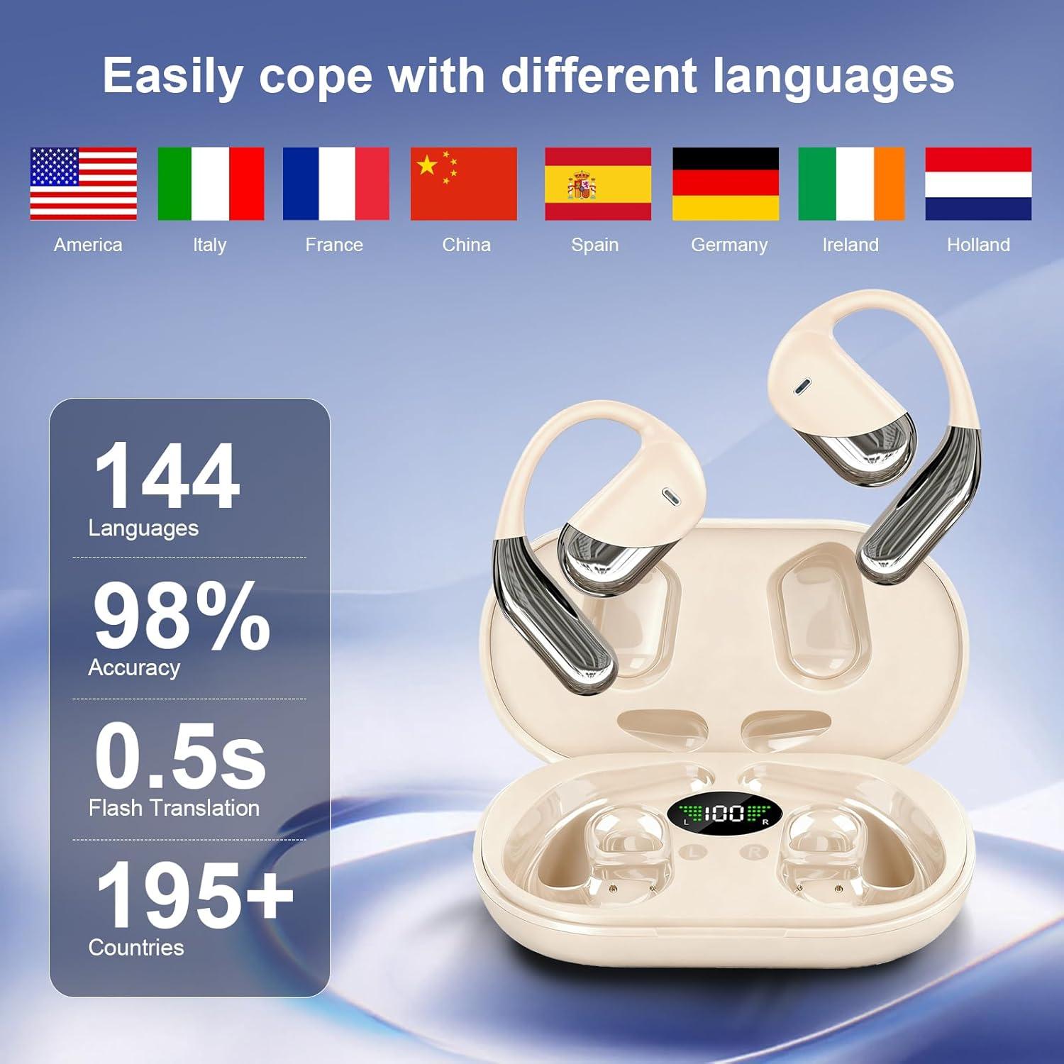 Auriculares Traductor AI Q16H3 con Bluetooth 5.4 y 60 Horas Batería