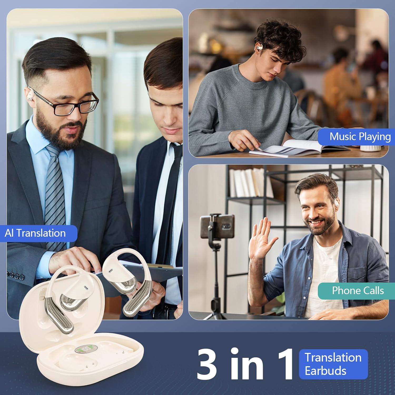 Auriculares Traductor AI Q16H3 con Bluetooth 5.4 y 60 Horas Batería