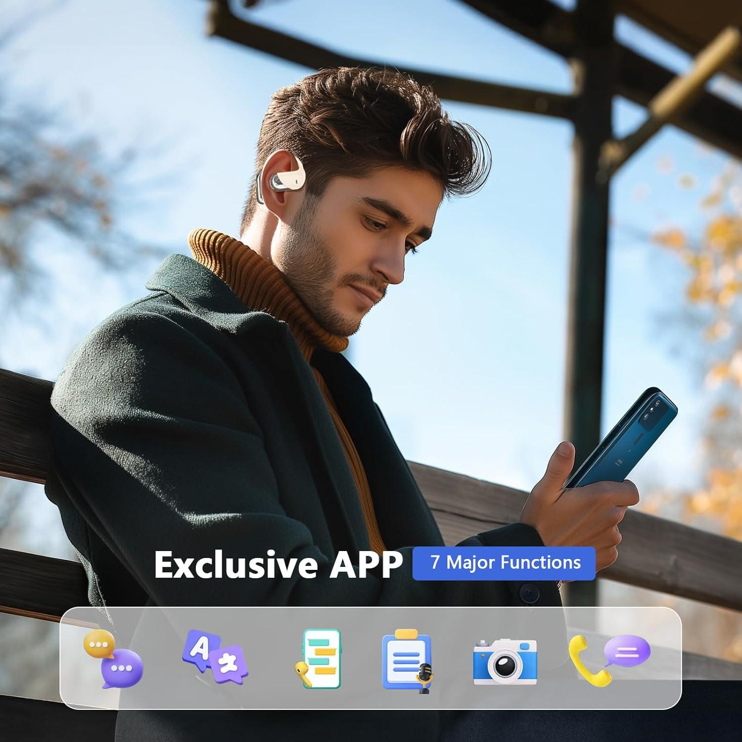 Auriculares Traductor AI Q16H3 con Bluetooth 5.4 y 60 Horas Batería