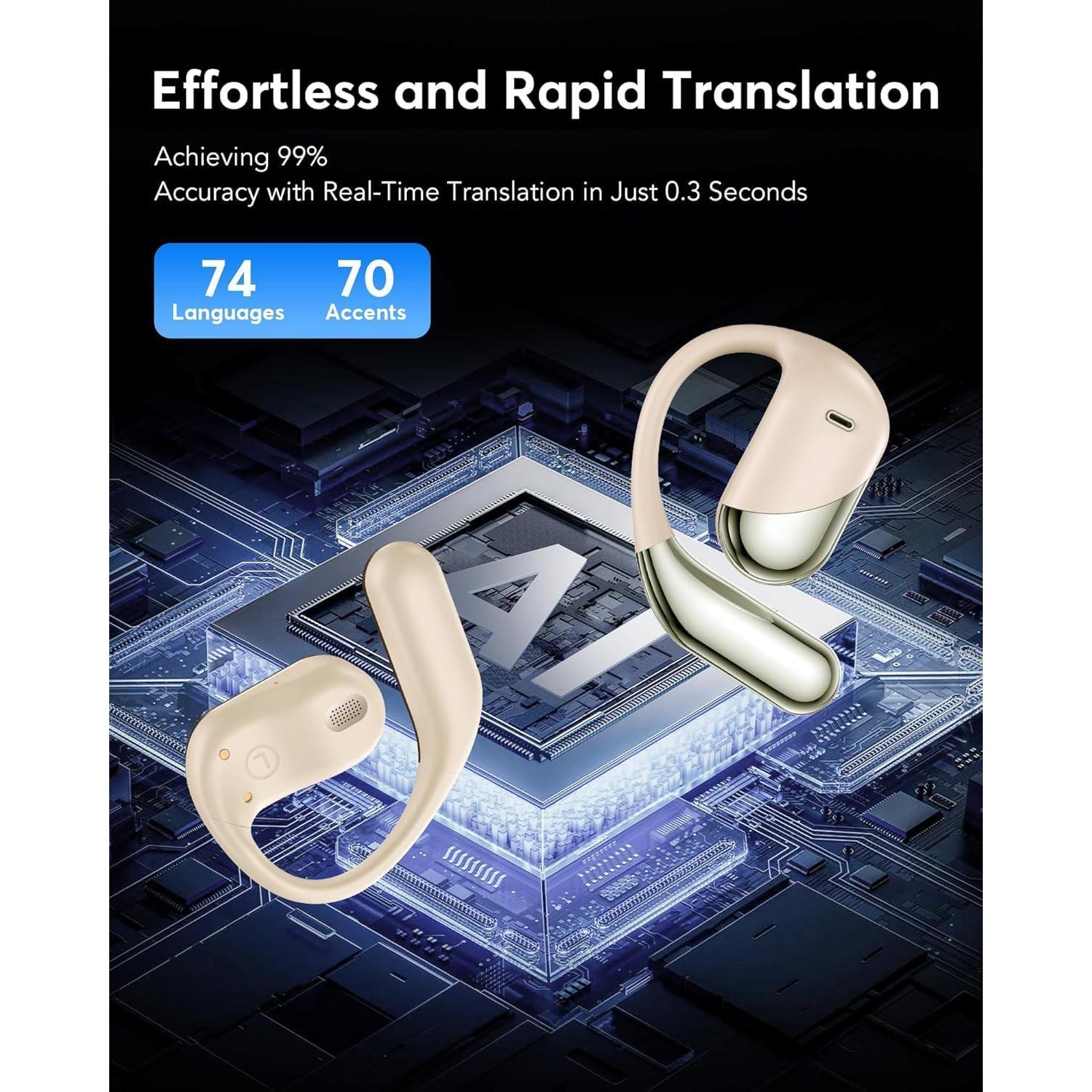 Auriculares Traductor AI Q16H3 con Bluetooth 5.4 y 60 Horas Batería